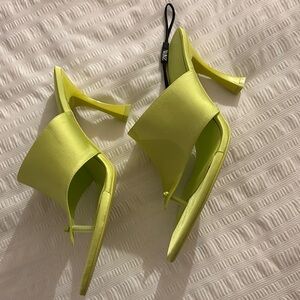 Zara Bright Green Satin Heels
